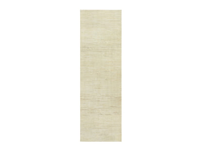 Ivory 2'5" x 8'2" Modern and Contemporary Hand knotted Wool Rug - Sku: O090555
