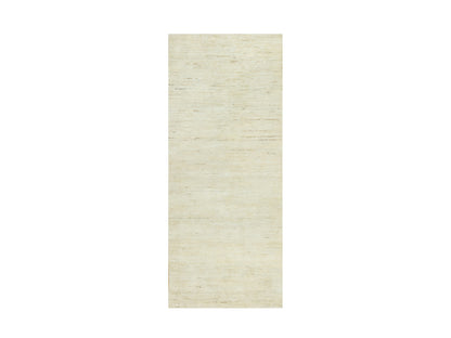Ivory 2'5" x 6'1" Modern and Contemporary Hand knotted Wool Rug - Sku: O090556