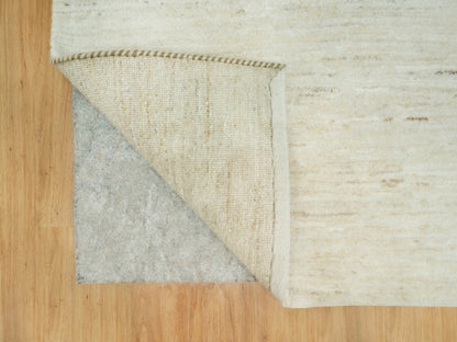 Ivory 2'5" x 6'1" Modern and Contemporary Hand knotted Wool Rug - Sku: O090556