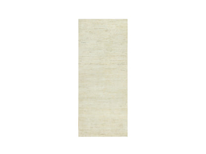 Ivory 2'6" x 6'0" Modern and Contemporary Hand knotted Wool Rug - Sku: O090557