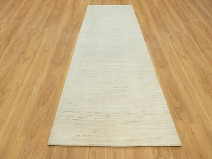 Ivory 5'1" x 13'8" Modern and Contemporary Hand knotted Wool Rug - Sku: O090559