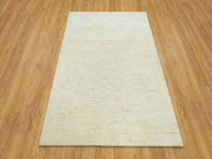 Ivory 5'0" x 6'8" Modern and Contemporary Hand knotted Wool Rug - Sku: O090568