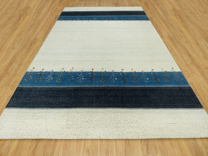 Ivory 9'10" x 14'0" Modern and Contemporary Hand knotted Wool Rug - Sku: O090569