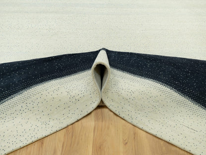 Ivory 9'10" x 14'0" Modern and Contemporary Hand knotted Wool Rug - Sku: O090569