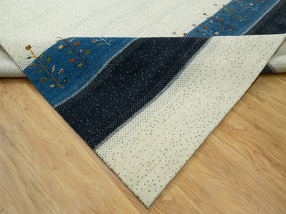 Ivory 9'10" x 14'0" Modern and Contemporary Hand knotted Wool Rug - Sku: O090569