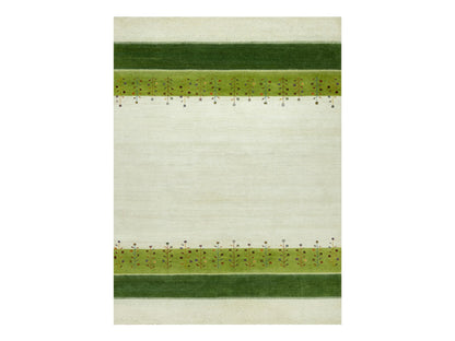 Ivory 8'10" x 12'0" Modern and Contemporary Hand knotted Wool Rug - Sku: O090571