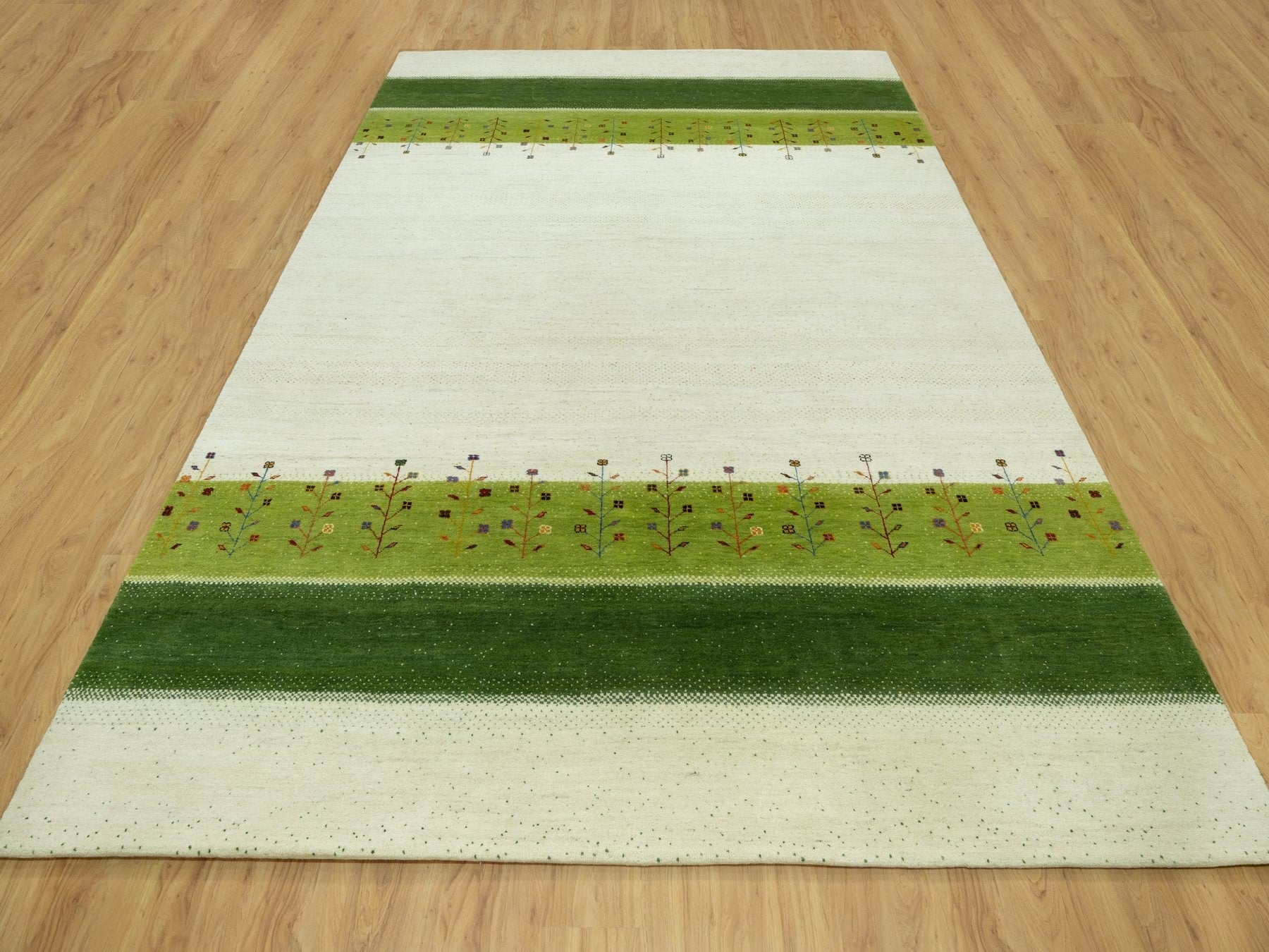 Gabbeh Modern / Contemporary hand-knotted wool rug in Ivory, 8'10" x 12'0", SKU O090571