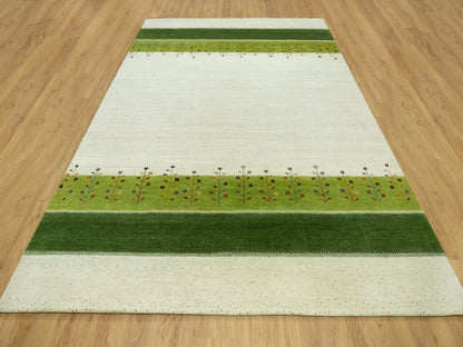 Ivory 8'10" x 12'0" Modern and Contemporary Hand knotted Wool Rug - Sku: O090571