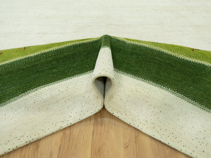 Ivory 8'10" x 12'0" Modern and Contemporary Hand knotted Wool Rug - Sku: O090571