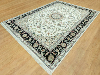 Ivory 8'11" x 12'2" Fine Oriental Hand knotted Wool Rug - Sku: O090585
