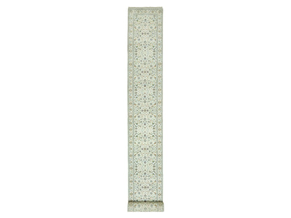 Ivory 2'9" x 20'0" Fine Oriental Hand knotted Wool Rug - Sku: O090613