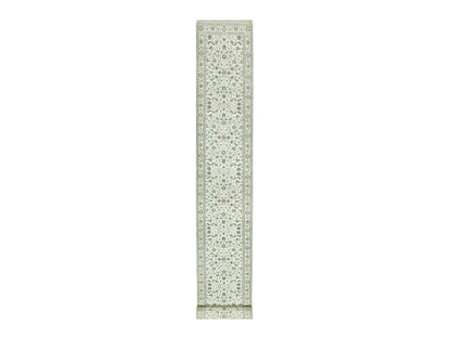 Ivory 2'10" x 19'10" Fine Oriental Hand knotted Wool Rug - Sku: O090614