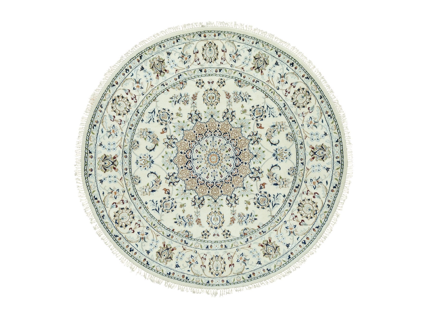 Nain Traditional hand-knotted wool rug in Ivory, 5'0" x 5'0", SKU O090617