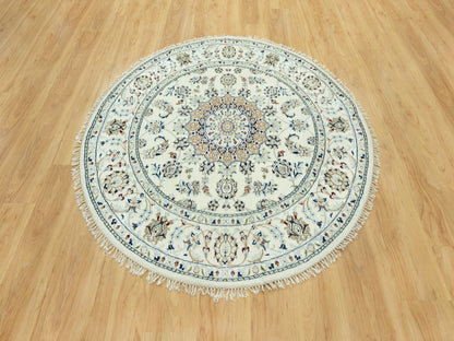 Nain Traditional hand-knotted wool rug in Ivory, 5'0" x 5'0", SKU O090617