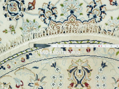 Ivory 5'0" x 5'0" Fine Oriental Hand knotted Wool Rug - Sku: O090617