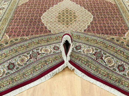 Red 10'0" x 14'3" Traditional Hand knotted Wool Rug - Sku: O090623