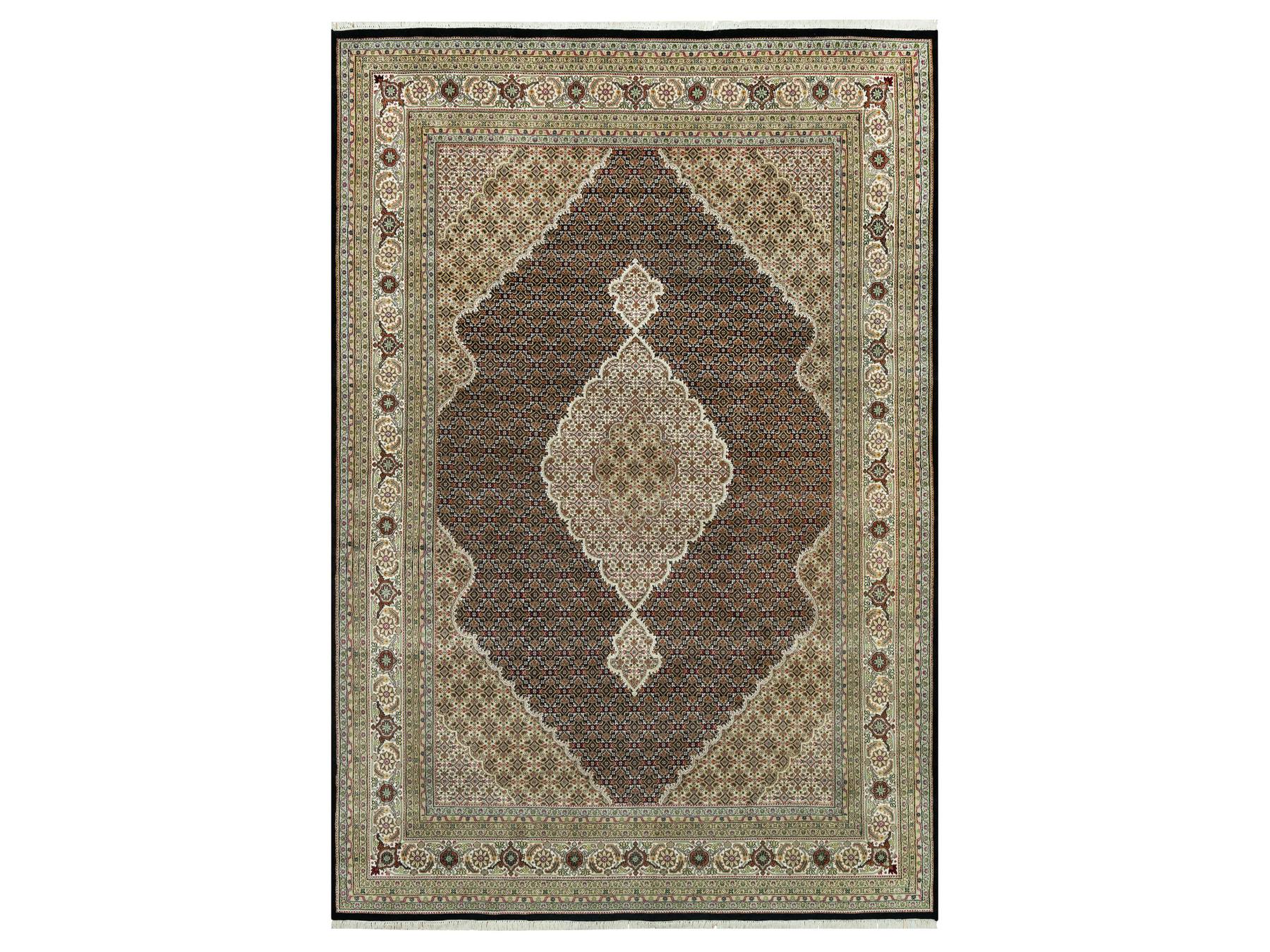 Tabriz Traditional hand-knotted wool rug in Black, 9'8" x 14'2", SKU O090624