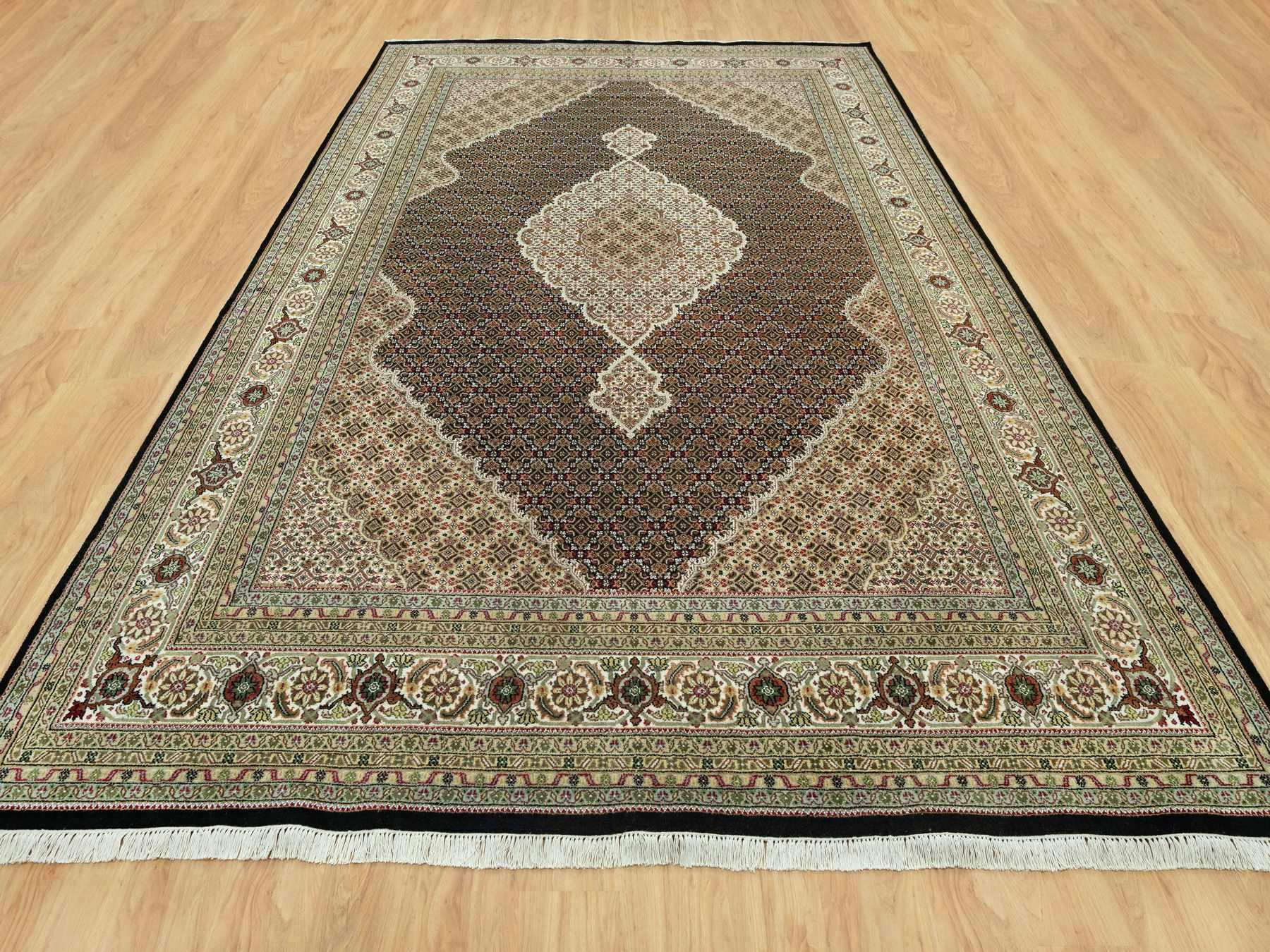 Tabriz Traditional hand-knotted wool rug in Black, 9'8" x 14'2", SKU O090624