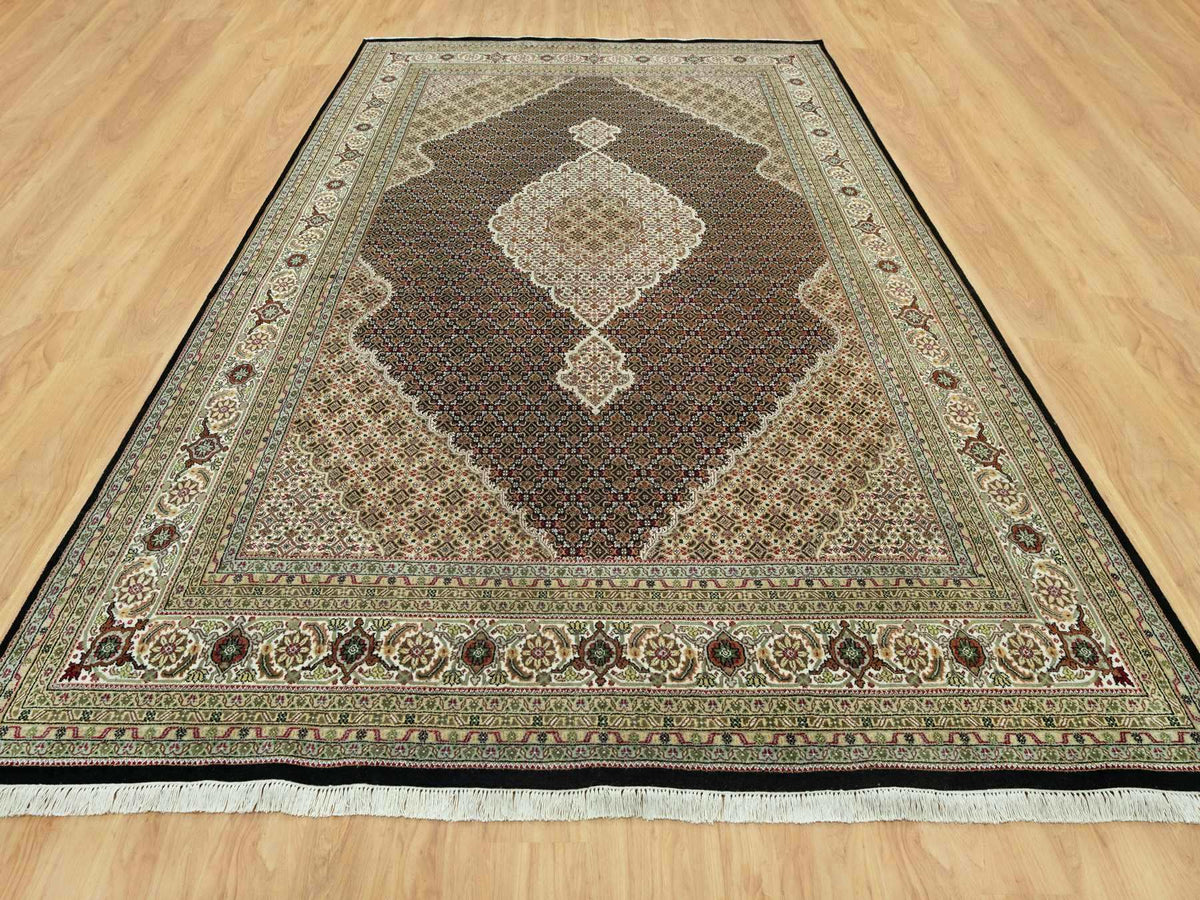 Tabriz Traditional hand-knotted wool rug in Black, 9'8" x 14'2", SKU O090624