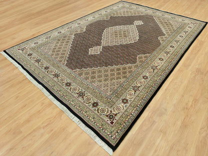 Tabriz Traditional hand-knotted wool rug in Black, 9'8" x 14'2", SKU O090624