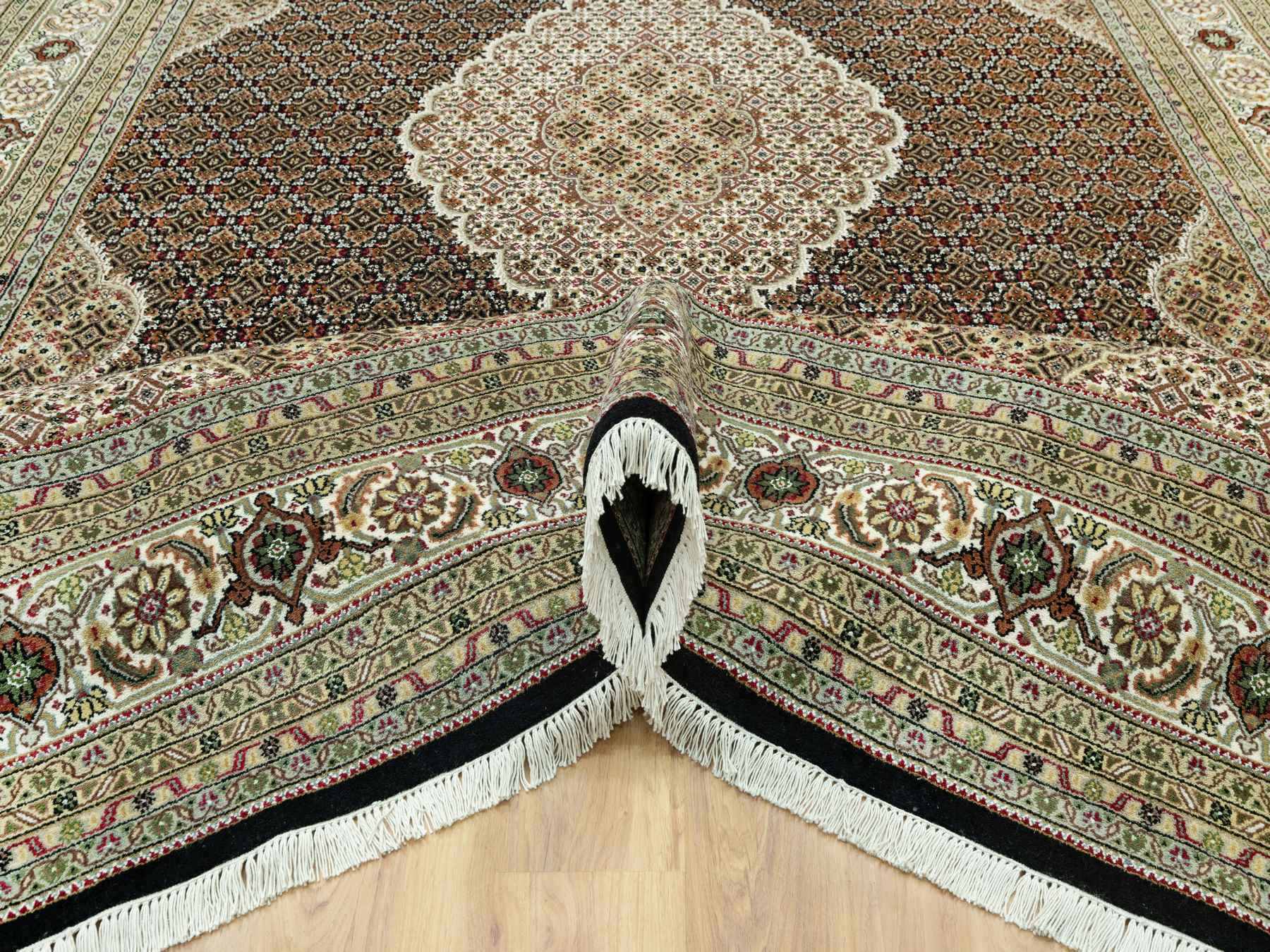 Tabriz Traditional hand-knotted wool rug in Black, 9'8" x 14'2", SKU O090624