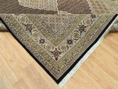 Tabriz Traditional hand-knotted wool rug in Black, 9'8" x 14'2", SKU O090624