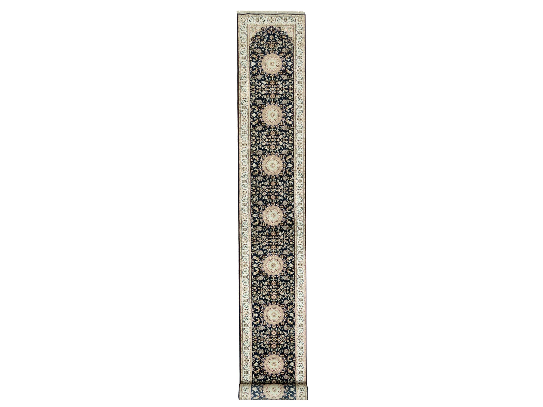 Nain Traditional hand-knotted wool runner in Blue, 2'5" x 20'1", SKU O090627