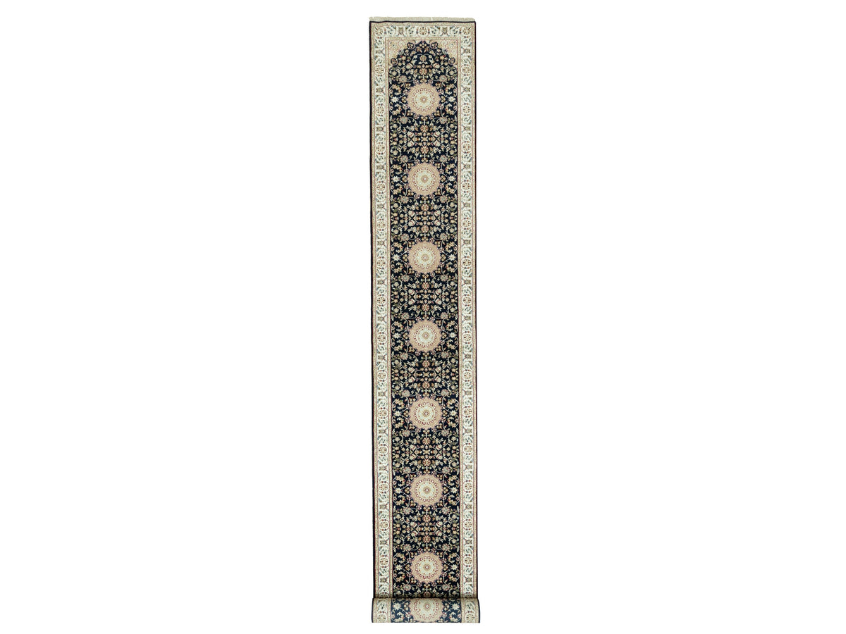 Nain Traditional hand-knotted wool runner in Blue, 2'5" x 20'1", SKU O090627