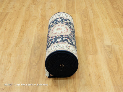 Blue 2'5" x 20'1" Fine Oriental Hand knotted Wool Rug - Sku: O090627