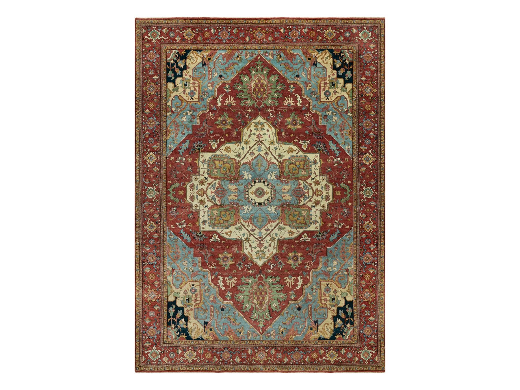Red 10'0" x 14'0" Heriz Hand knotted Wool Rug - Sku: O090636