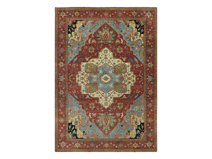 Red 10'0" x 14'0" Heriz Hand knotted Wool Rug - Sku: O090636
