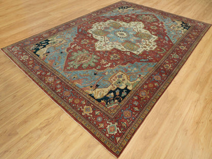 Red 10'0" x 14'0" Heriz Hand knotted Wool Rug - Sku: O090636