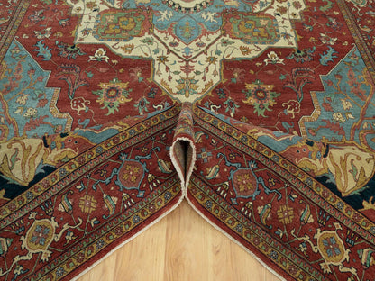 Heriz Traditional hand-knotted wool rug in Red, 10'0" x 14'0", SKU O090636