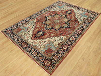 Red 6'0" x 9'1" Traditional Hand knotted Wool Rug - Sku: O090643