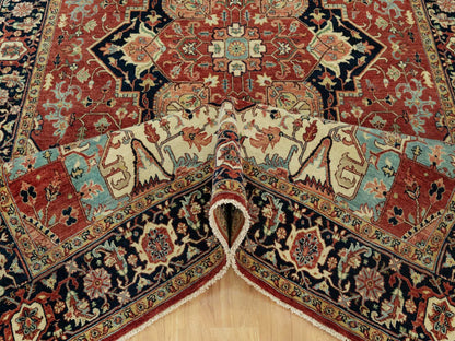 Red 6'0" x 9'1" Traditional Hand knotted Wool Rug - Sku: O090643