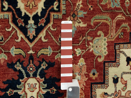 Red 6'0" x 9'1" Traditional Hand knotted Wool Rug - Sku: O090643