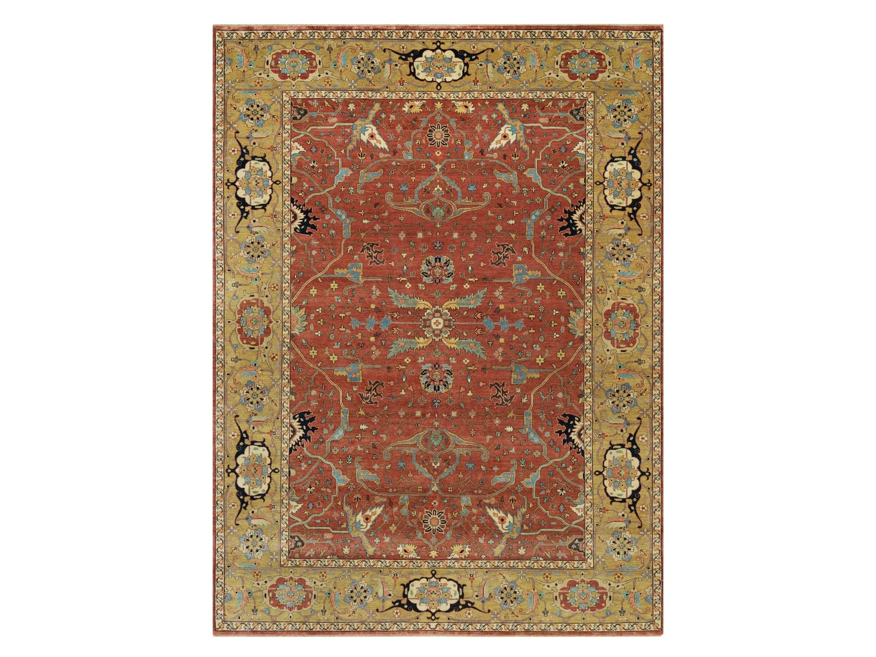 Heriz Traditional hand-knotted wool rug in Red, 8'10" x 12'0", SKU O090658