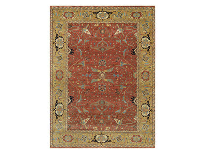 Red 8'10" x 12'0" Traditional Hand knotted Wool Rug - Sku: O090658