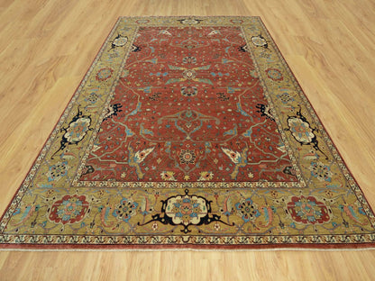 Red 8'10" x 12'0" Traditional Hand knotted Wool Rug - Sku: O090658