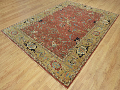 Red 8'10" x 12'0" Traditional Hand knotted Wool Rug - Sku: O090658
