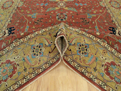 Red 8'10" x 12'0" Traditional Hand knotted Wool Rug - Sku: O090658