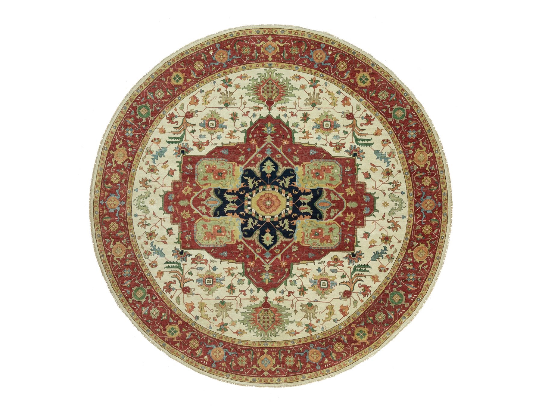 Heriz Traditional hand-knotted wool rug in Ivory, 14'0" x 14'0", SKU O090661