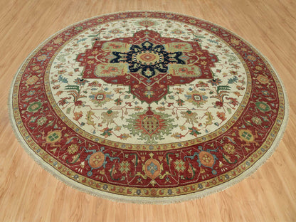 Heriz Traditional hand-knotted wool rug in Ivory, 14'0" x 14'0", SKU O090661