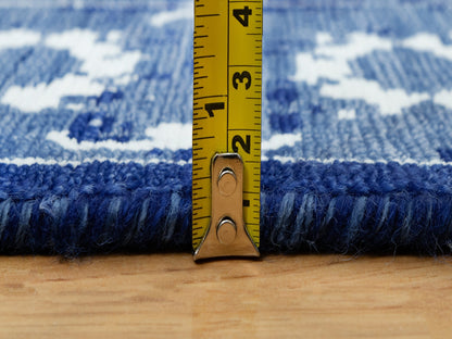 Tabriz Transitional hand-knotted wool/silk runner in Blue, 2'6" x 8'0", SKU O090666