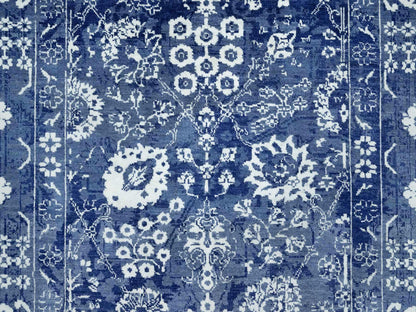 Tabriz Transitional hand-knotted wool/silk rug in Blue, 5'1" x 6'10", SKU O090673