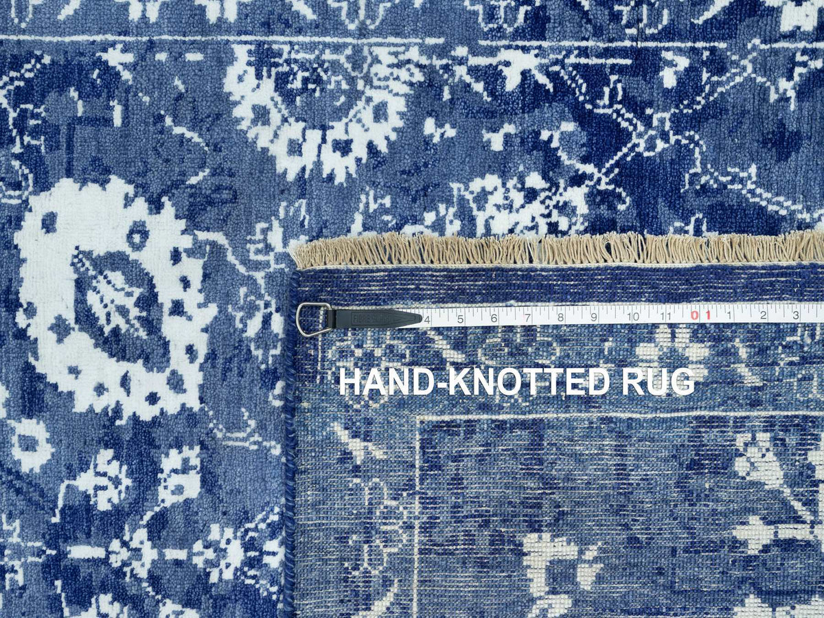 Tabriz Transitional hand-knotted wool/silk rug in Blue, 5'1" x 6'10", SKU O090673