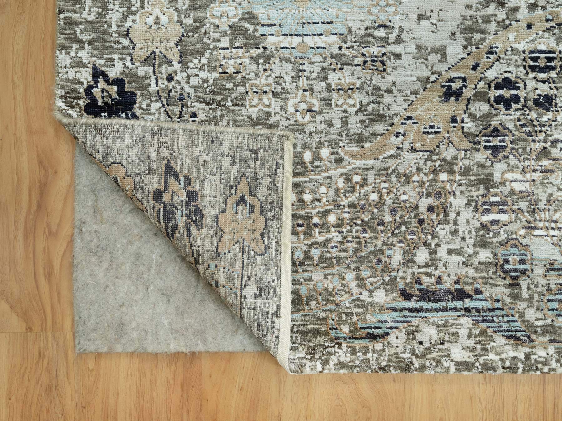 Transitional hand-knotted wool/silk rug in Brown, 9'0" x 12'0", SKU O090679