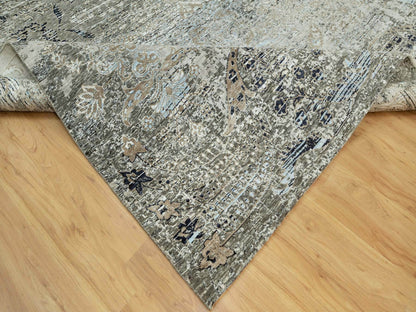 Transitional hand-knotted wool/silk rug in Brown, 9'0" x 12'0", SKU O090679