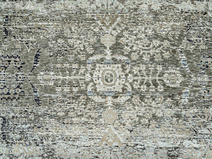 Transitional hand-knotted wool/silk rug in Brown, 9'0" x 12'0", SKU O090679