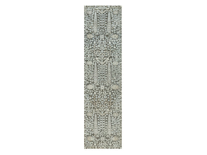 Transitional hand-knotted wool/silk runner in Brown, 2'6" x 10'0", SKU O090680